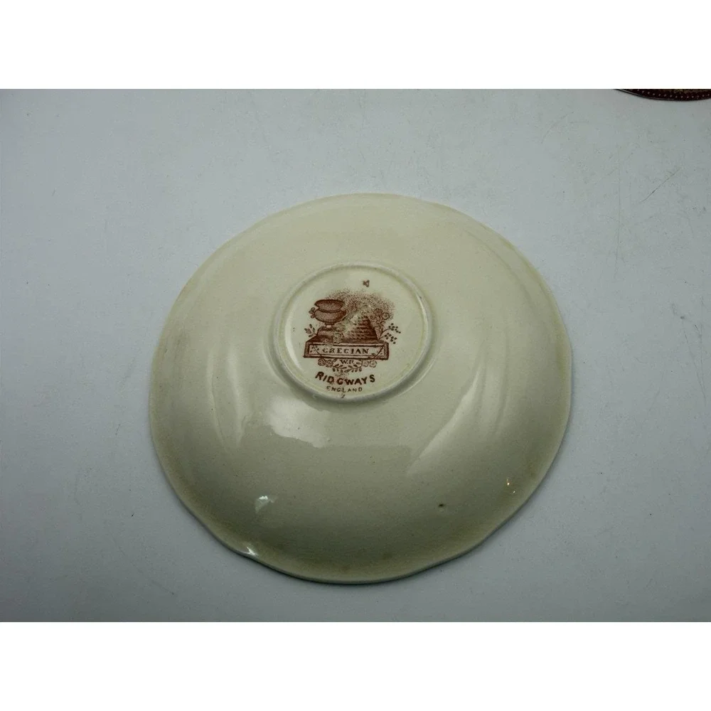 Ridgways Grecian Red Transferware Tea‎ Cup & Saucer England Vintage
